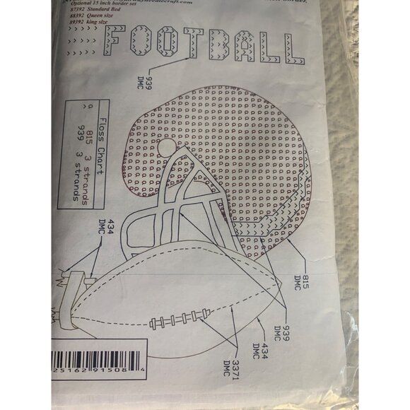 Football-Themed Quilt Blocks Kit 17-1/4" x 17-1/4" Made In USA By Fairway Needle - Picture 10 of 12